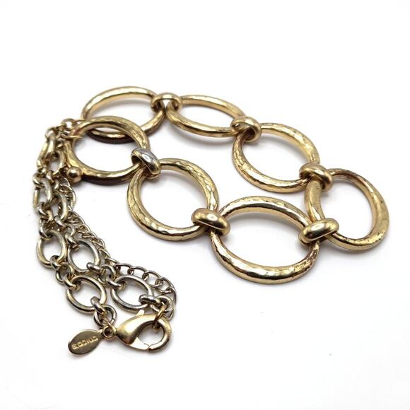 Chico's Hammered Gold Tone Looped Necklace, 23 Inches - Picture 10 of 10